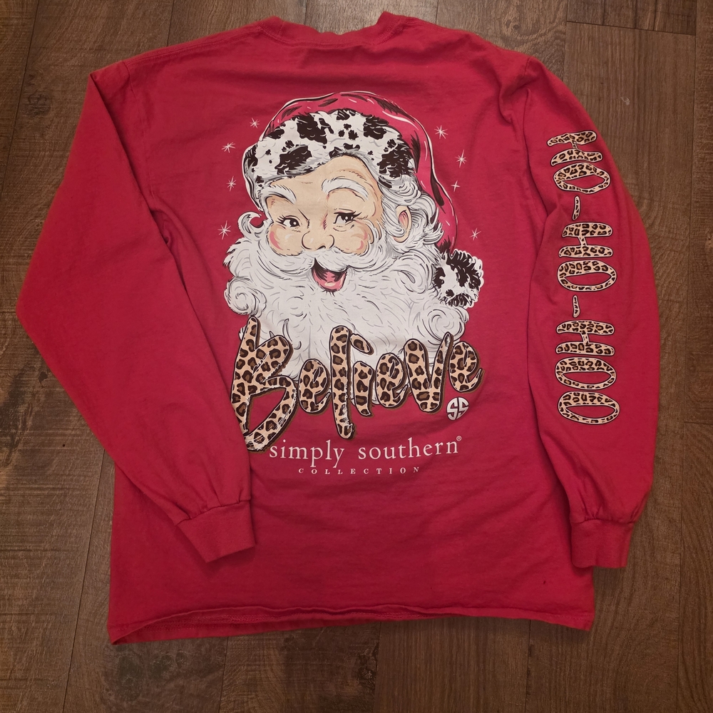 2 For $15 ⭐️ Simply Southern Santa Graphic Long Sleeved Shirt 100% Cotton